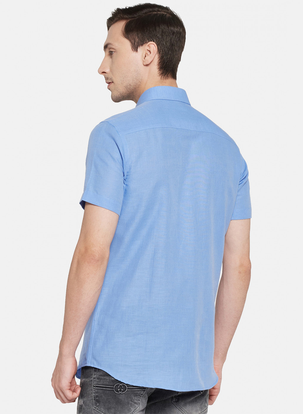 Mens Blue Solid Shirt
