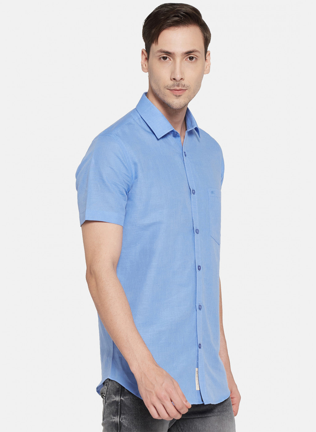 Mens Blue Solid Shirt