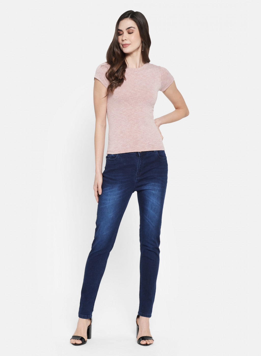 Womens Navy Blue Regular Denim