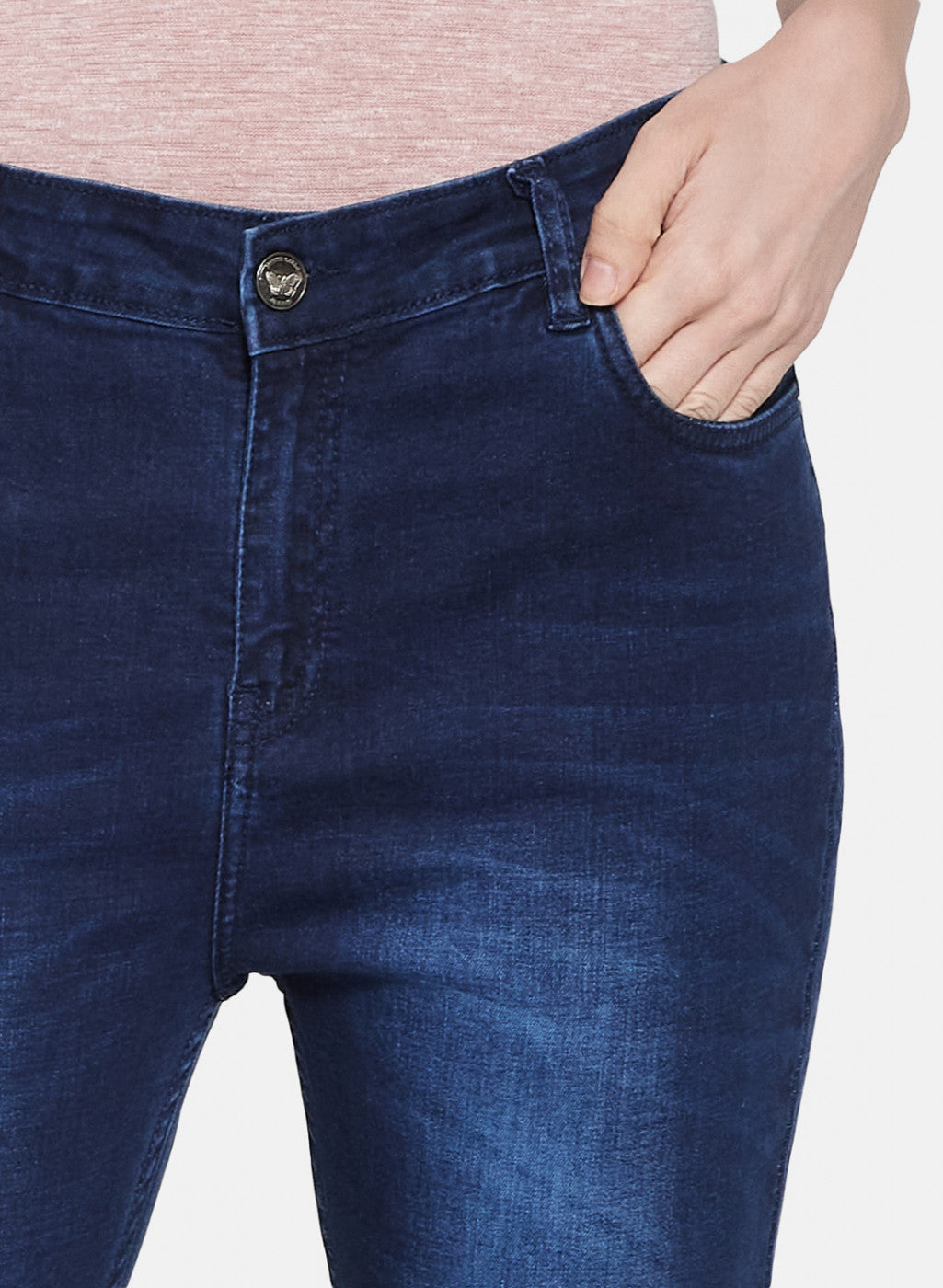 Womens Navy Blue Regular Denim