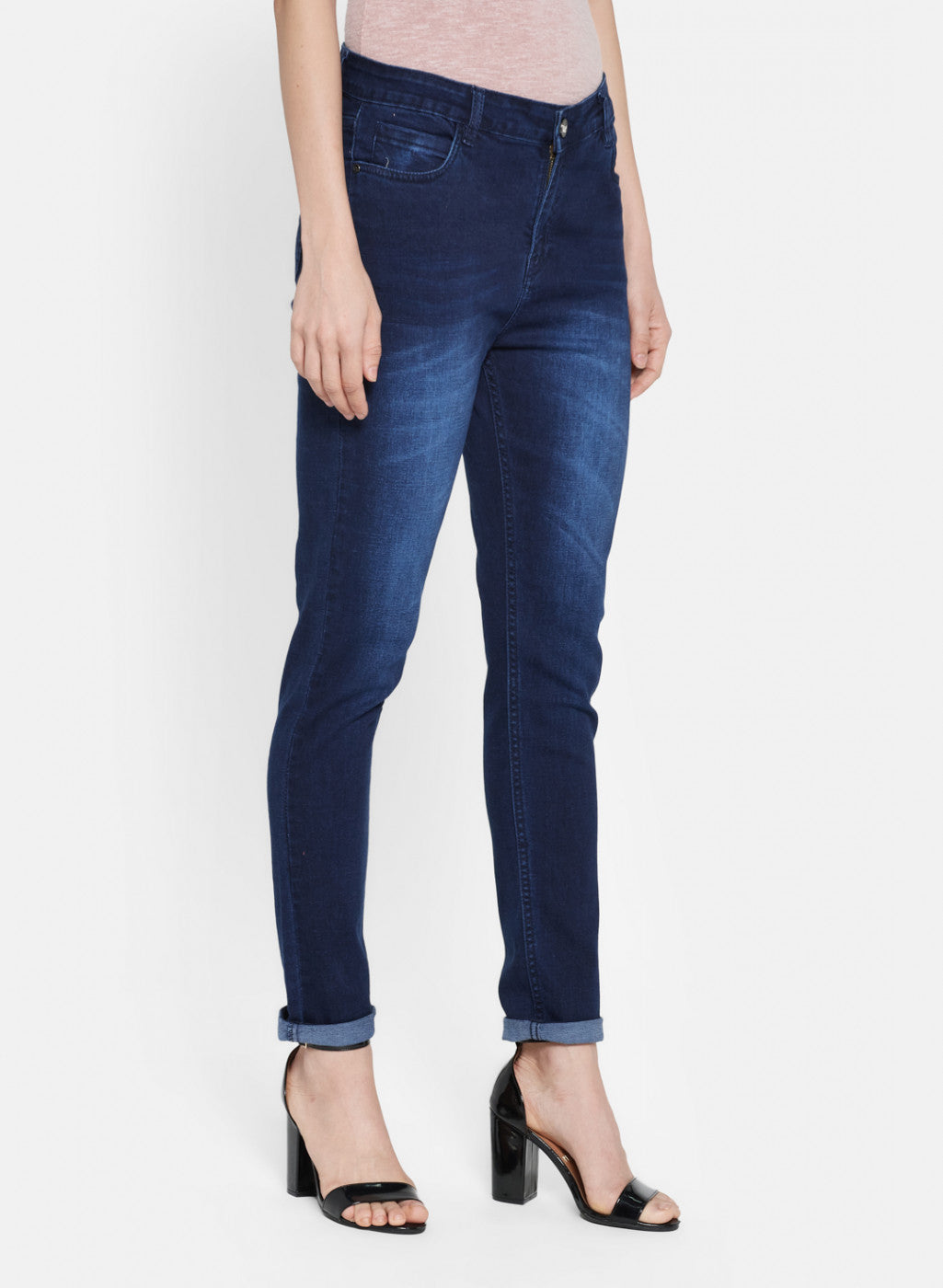 Womens Navy Blue Regular Denim