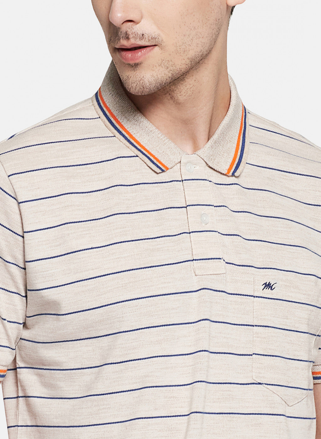 Mens Beige Stripe T-Shirt