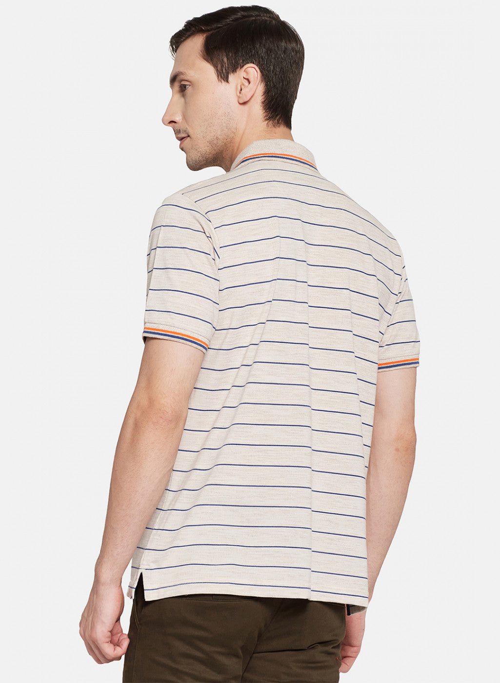 Mens Beige Stripe T-Shirt