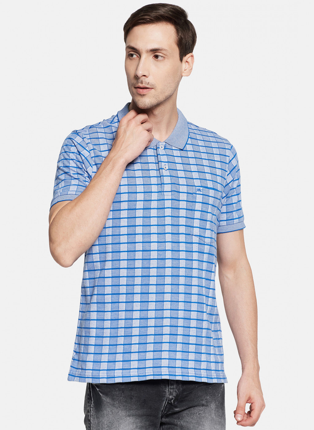 Mens Blue Jaquard T-Shirt
