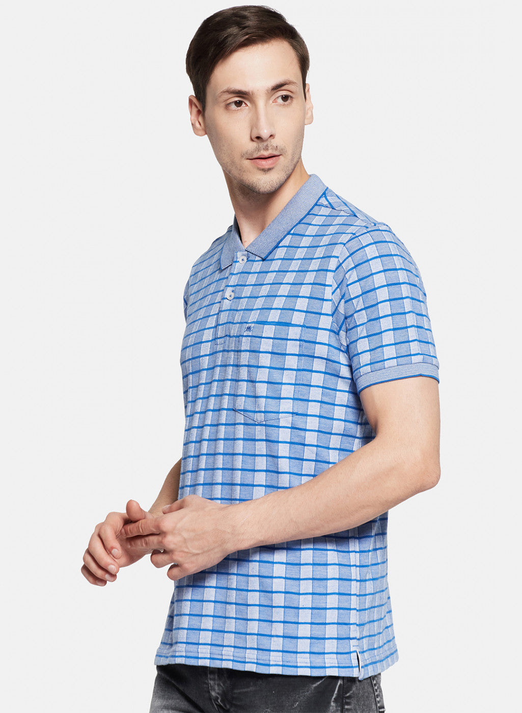 Mens Blue Jaquard T-Shirt