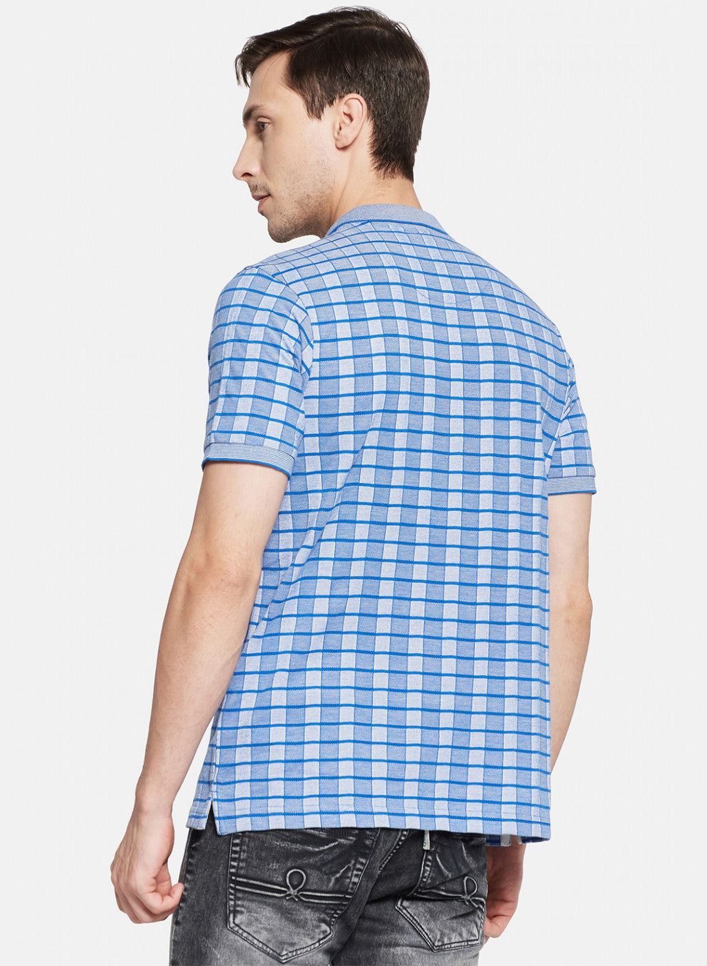 Mens Blue Jaquard T-Shirt