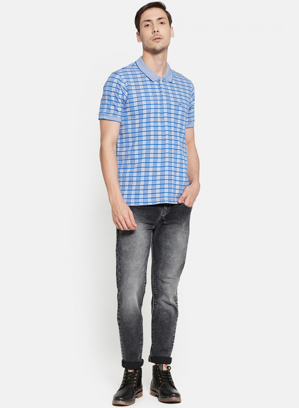 Mens Blue Jaquard T-Shirt