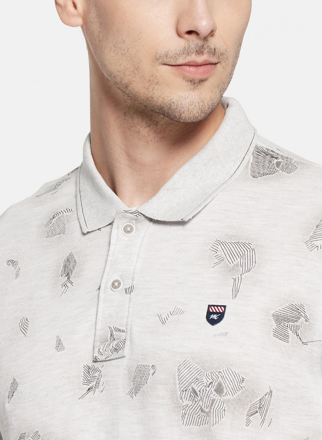 Mens Grey Printed T-Shirt