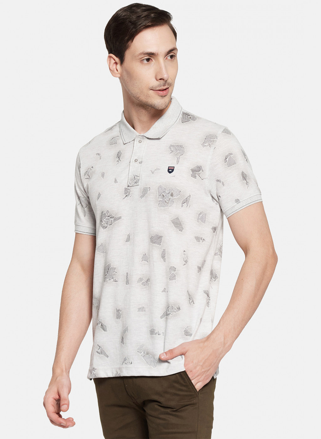 Mens Grey Printed T-Shirt