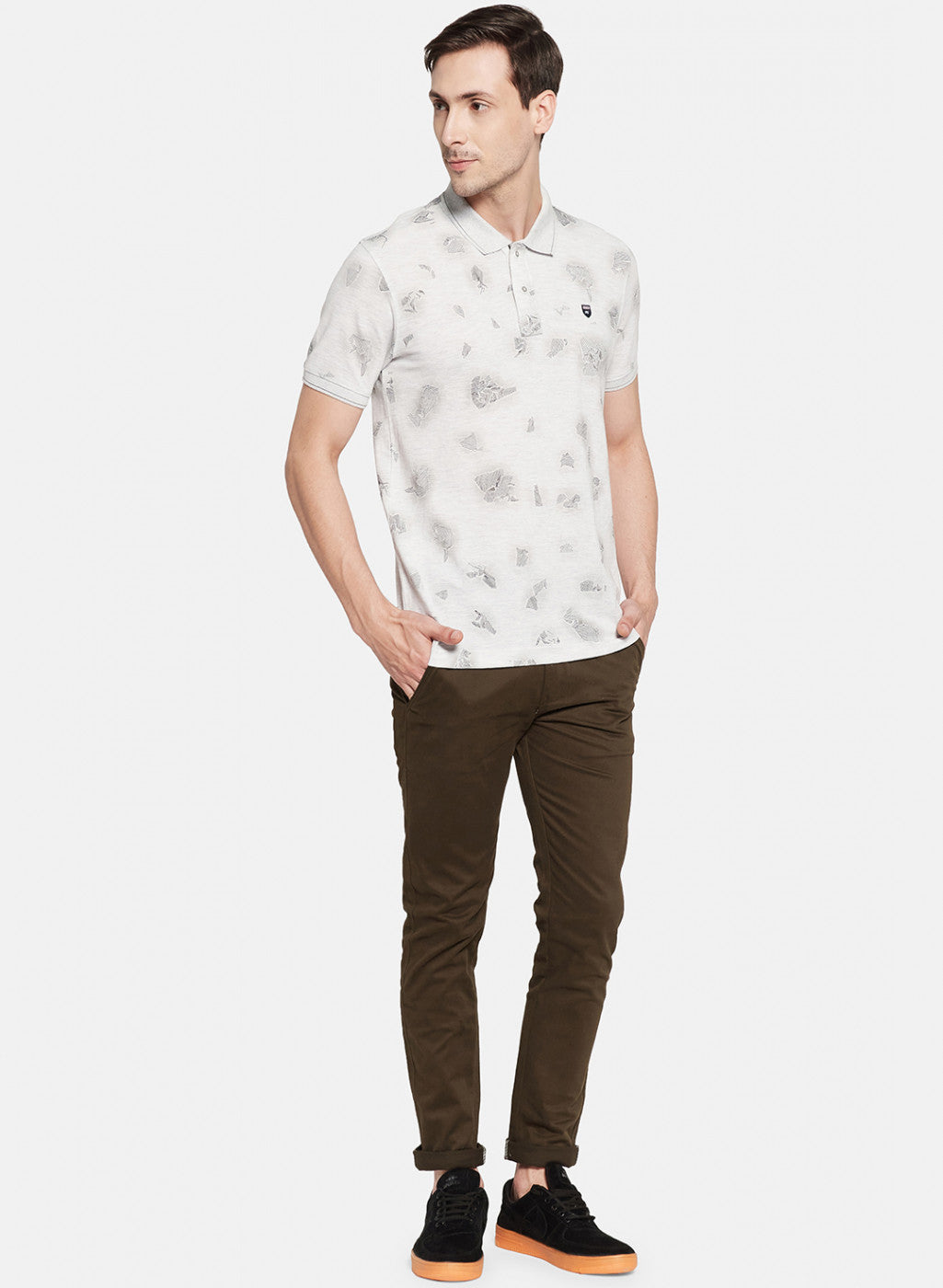 Mens Grey Printed T-Shirt