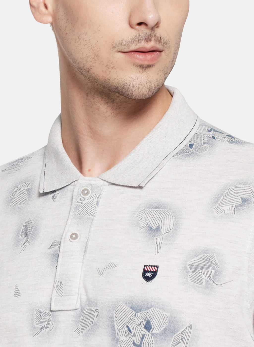 Mens Beige Printed T-Shirt