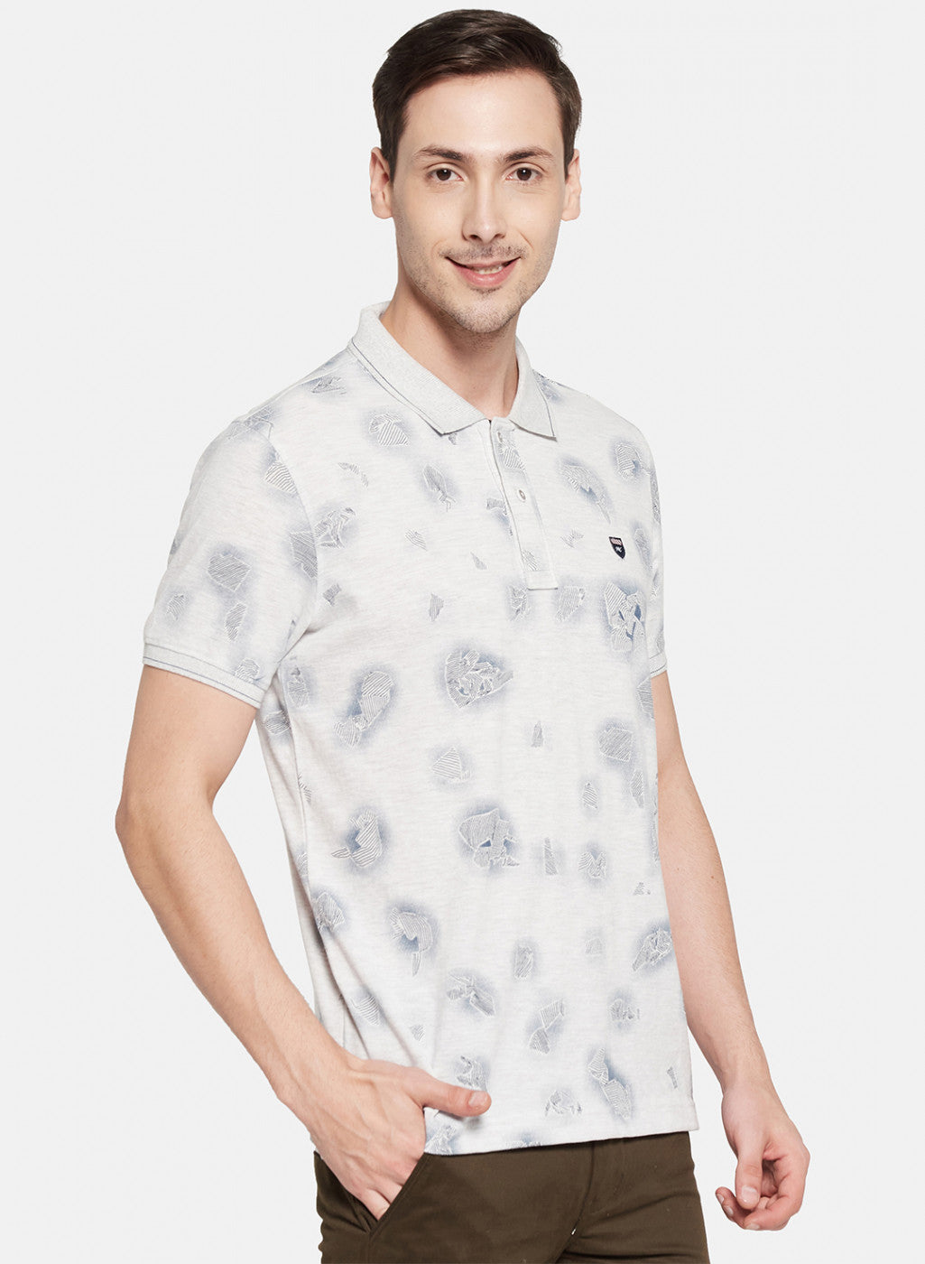Mens Beige Printed T-Shirt