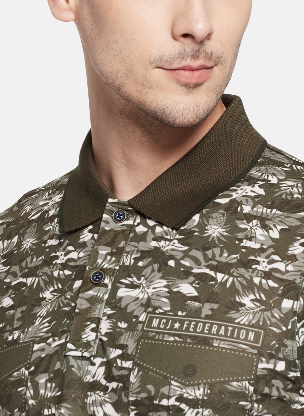 Mens Olive Printed T-Shirt