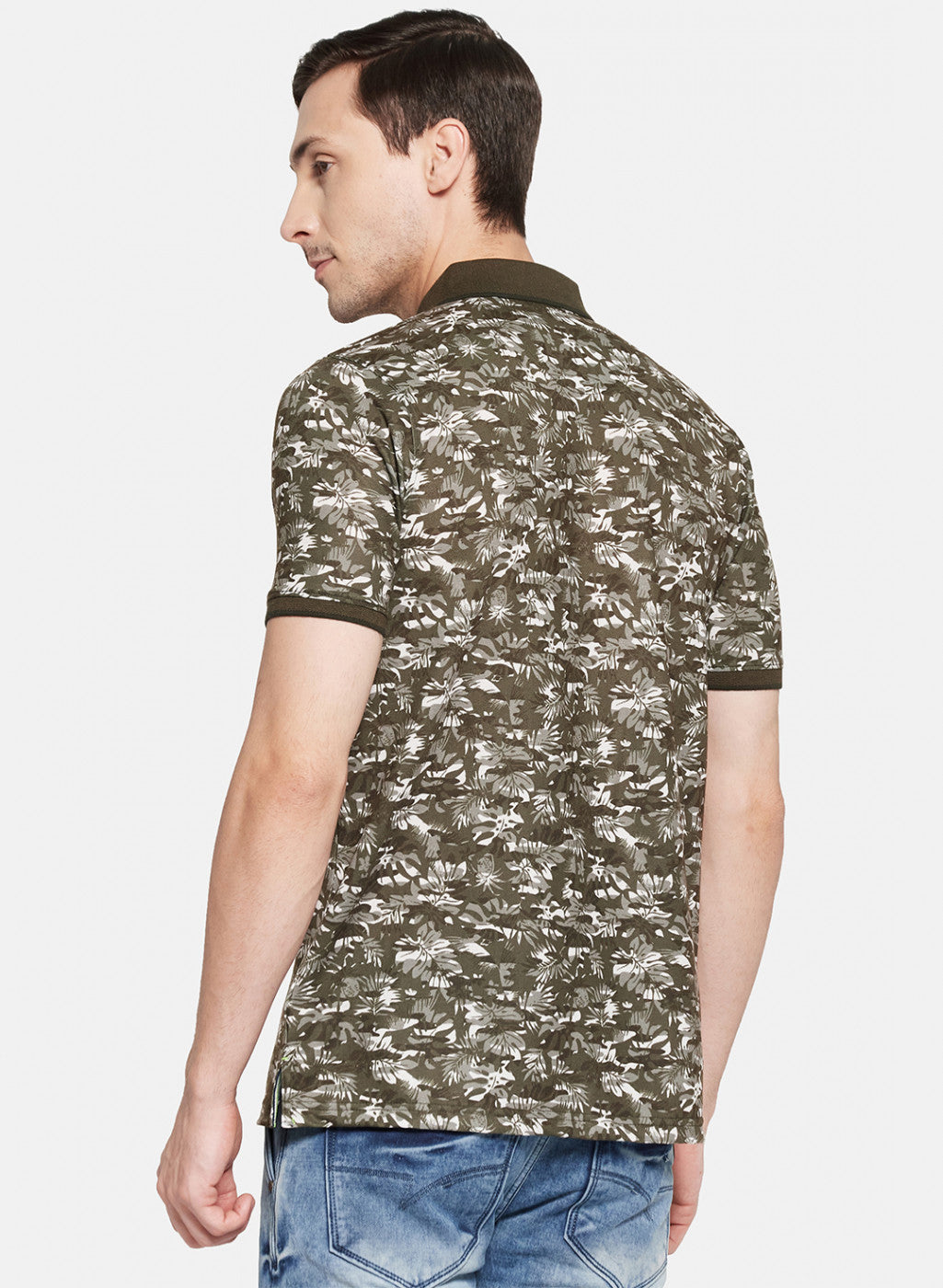 Mens Olive Printed T-Shirt