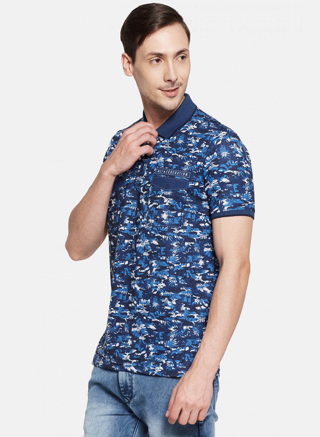 Mens Blue Printed T-Shirt