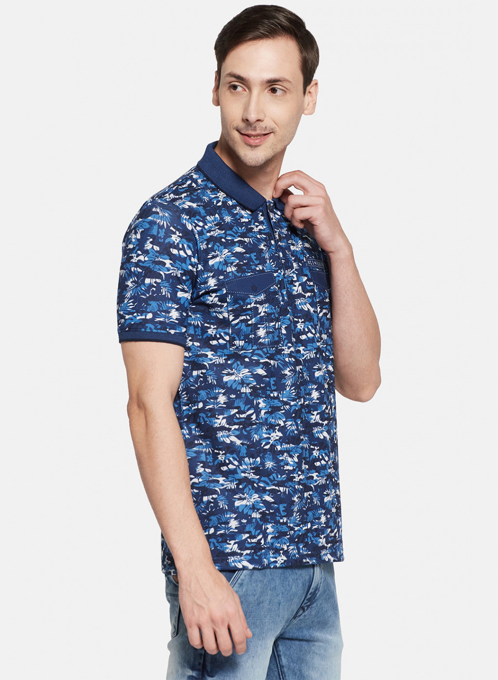 Mens Blue Printed T-Shirt