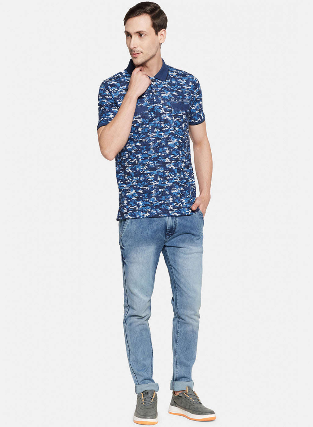 Mens Blue Printed T-Shirt