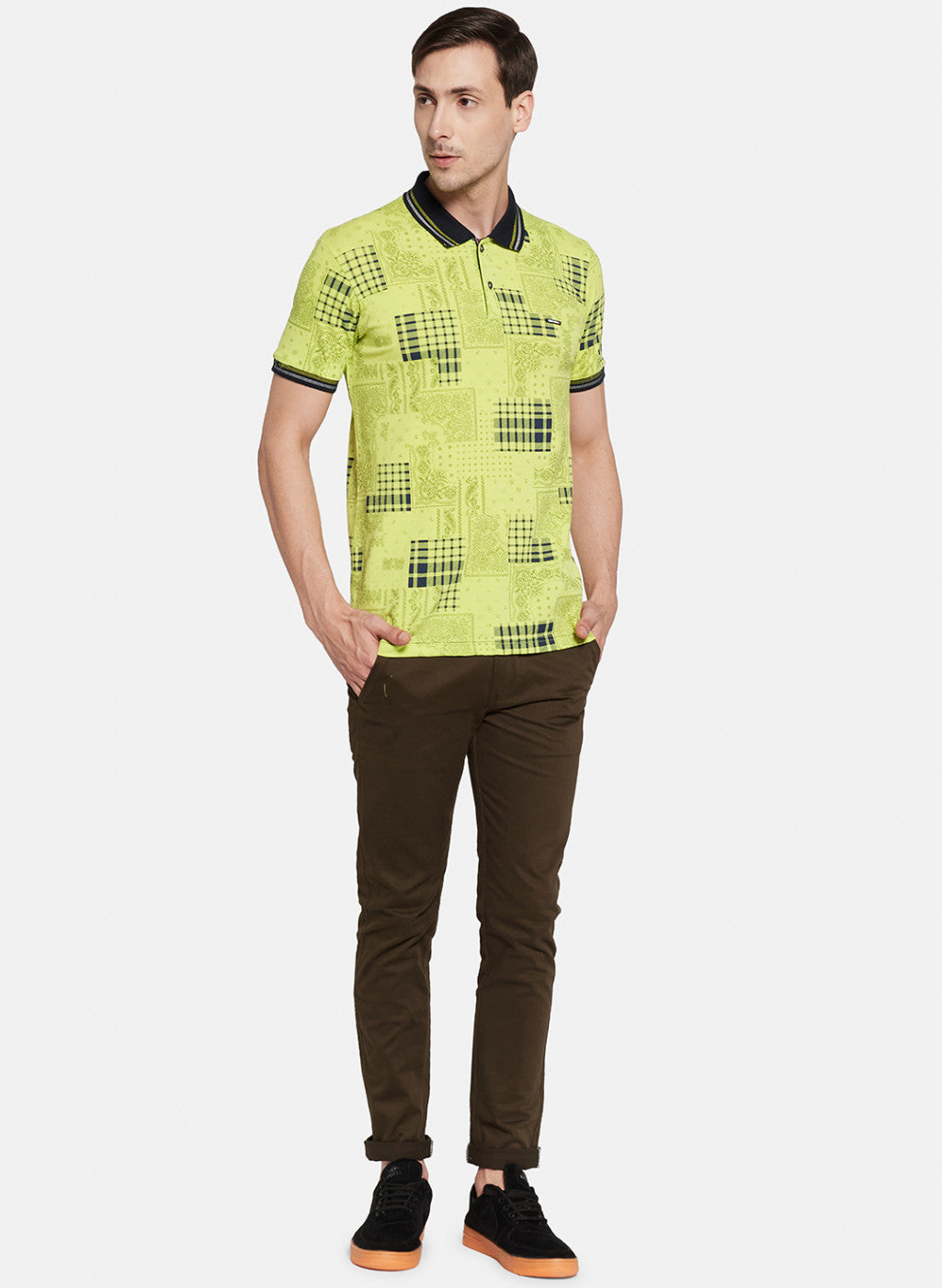 Mens Green Printed T-Shirt