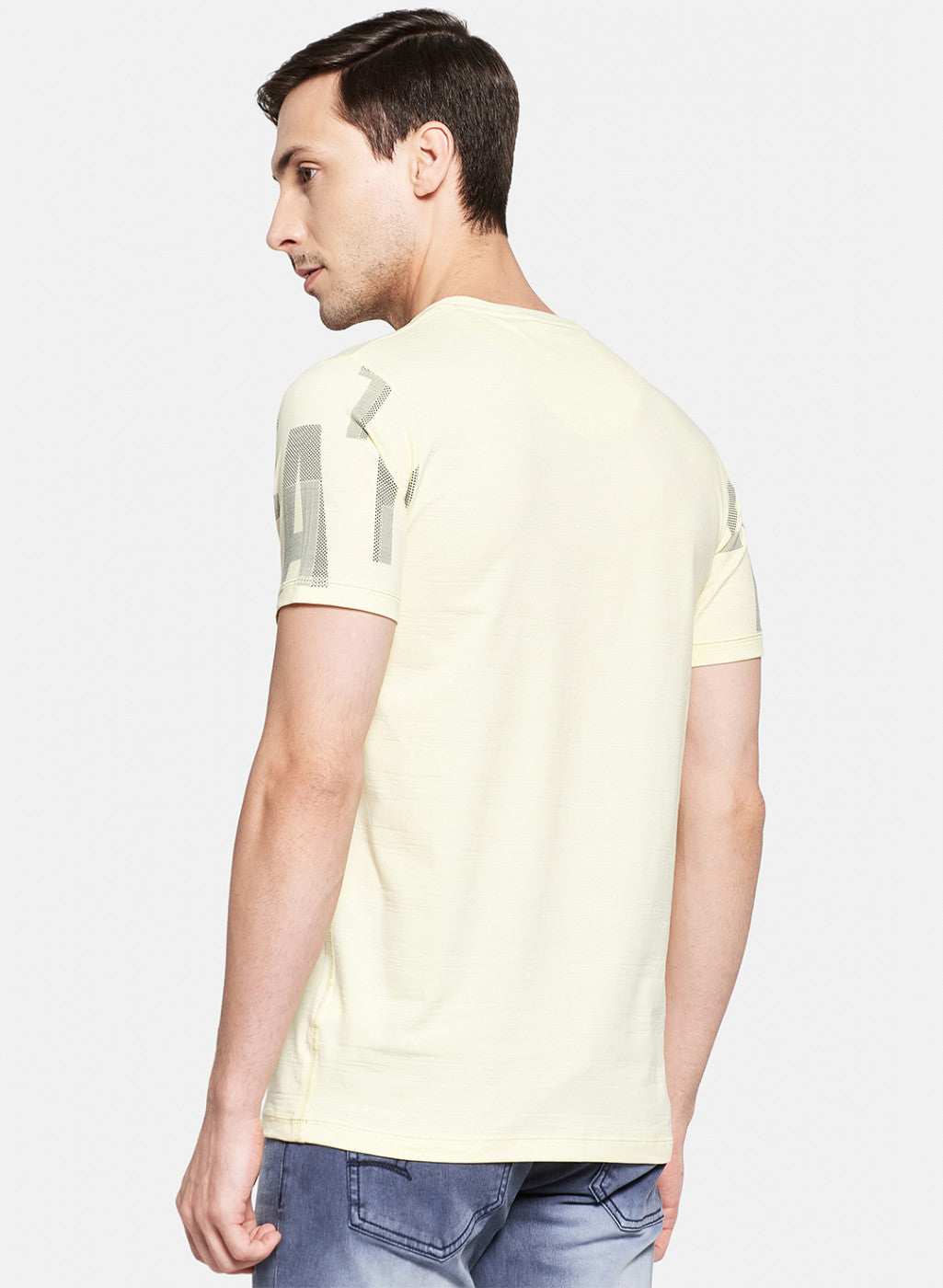 Mens Yellow Printed T-Shirt