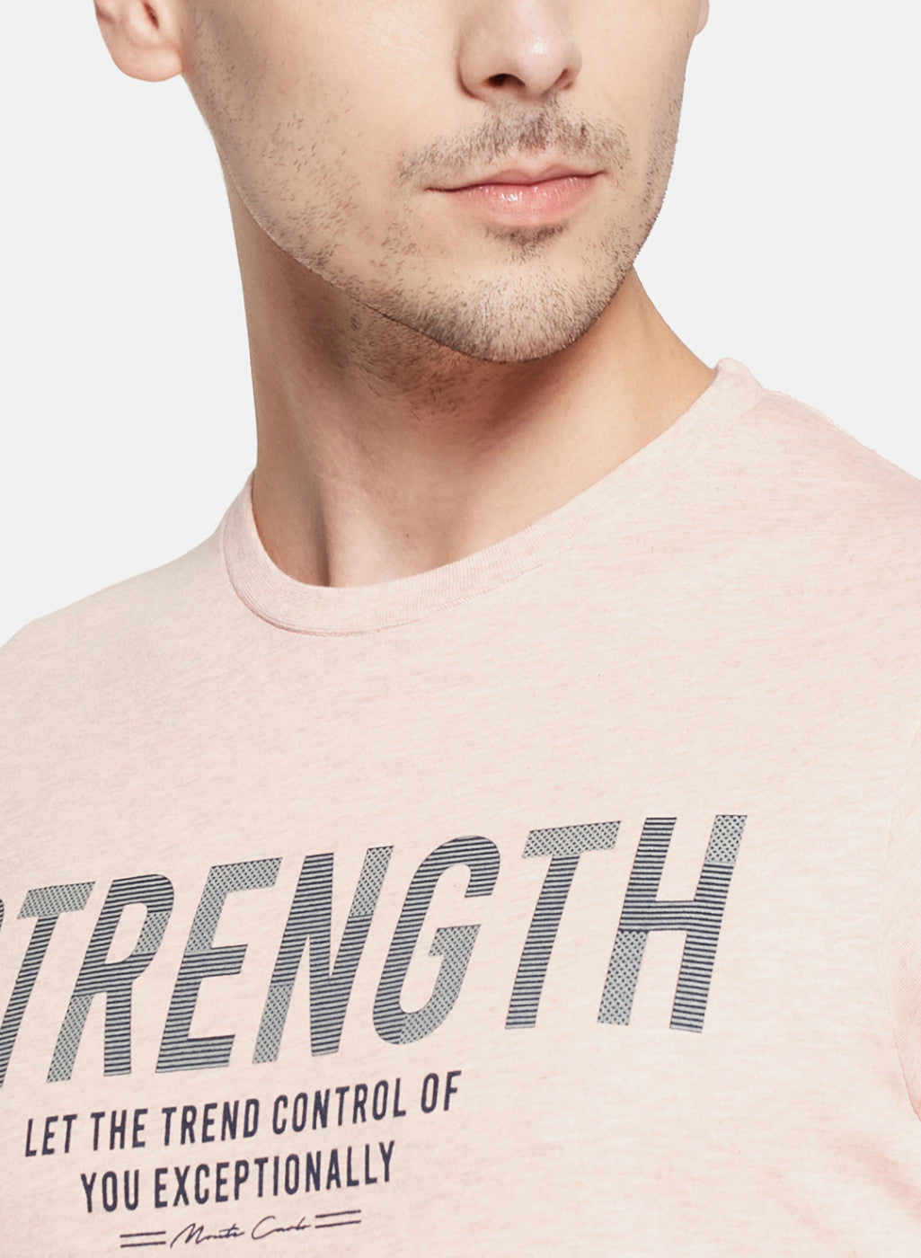 Mens Light Pink Printed T-Shirt
