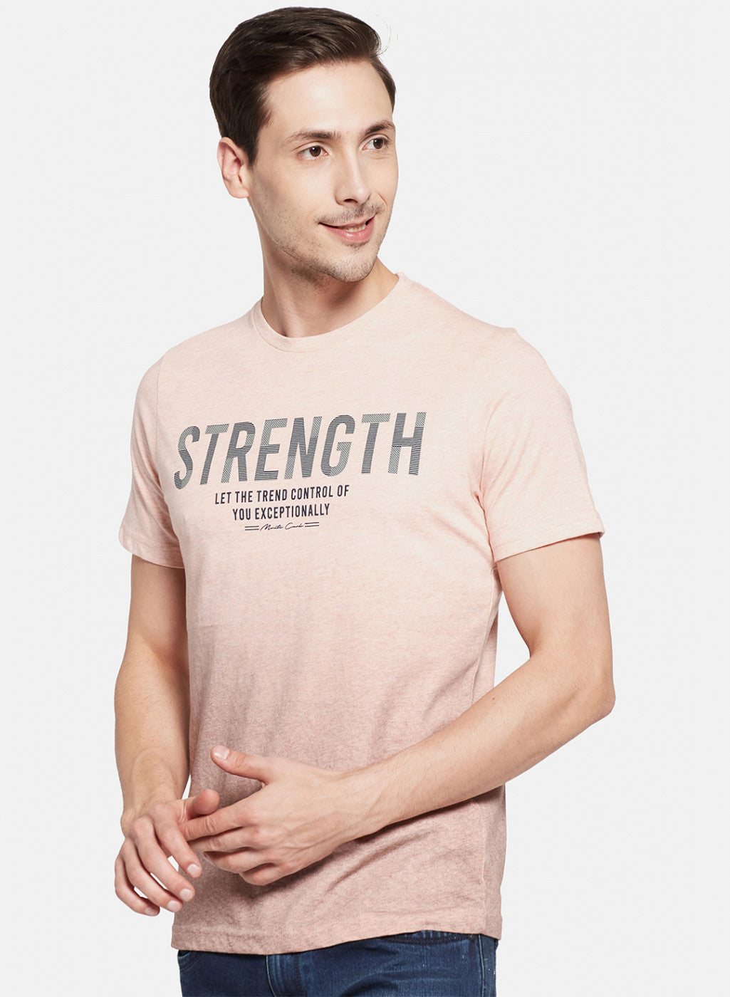 Mens Light Pink Printed T-Shirt