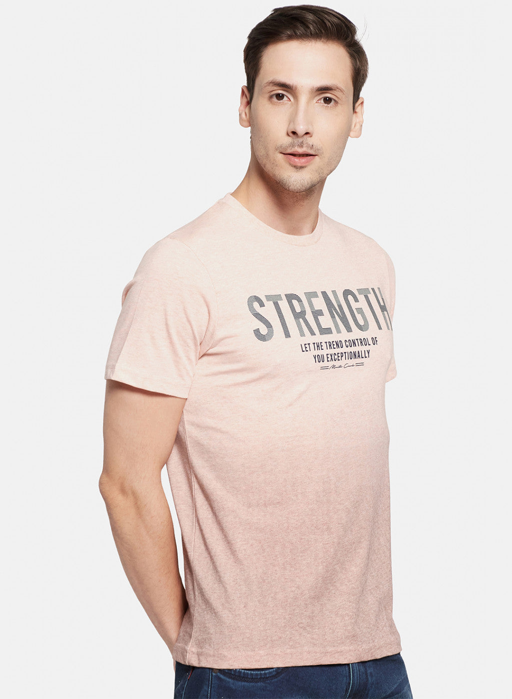 Mens Light Pink Printed T-Shirt