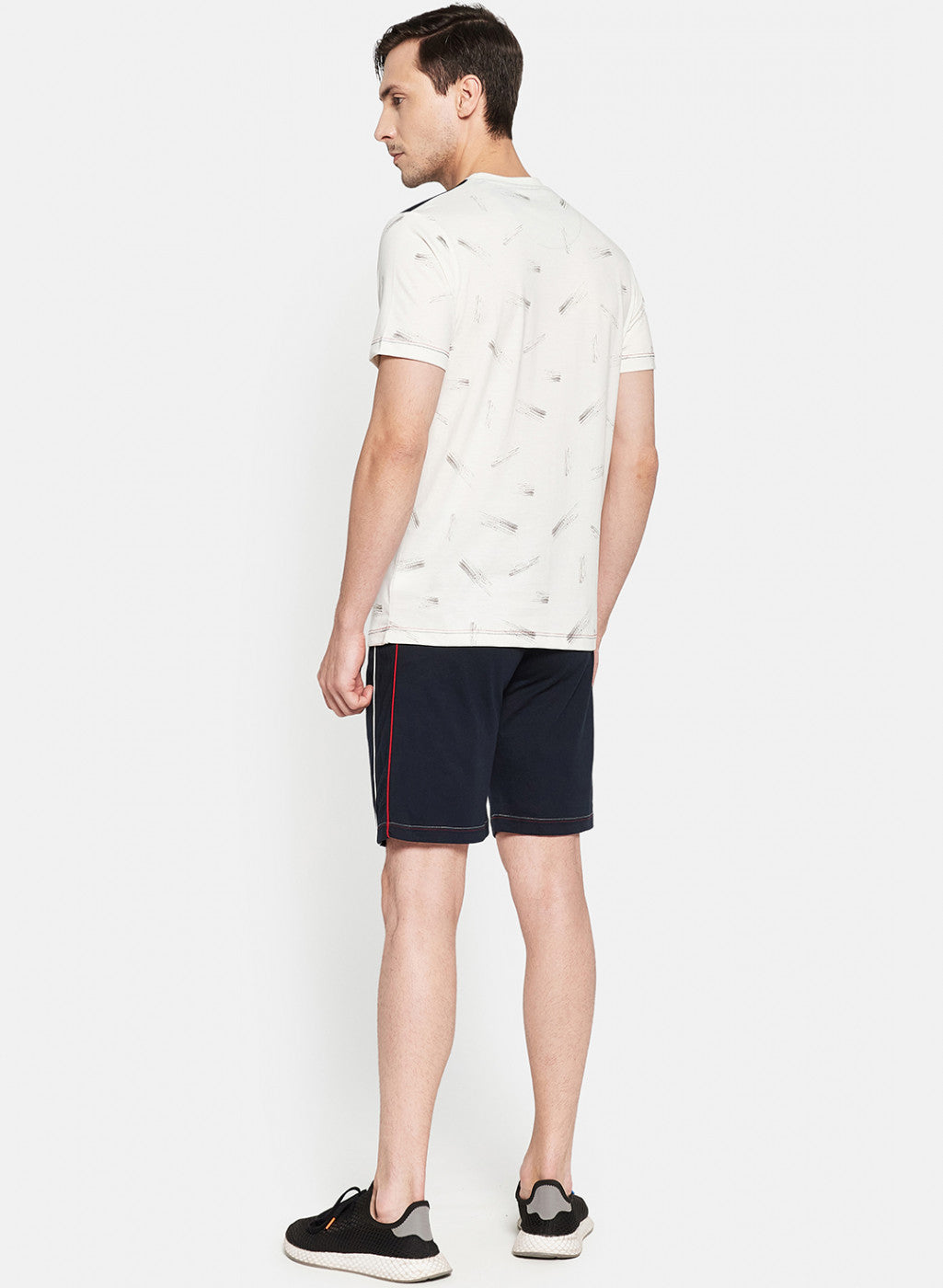 Mens Off White Printed Bermuda Set