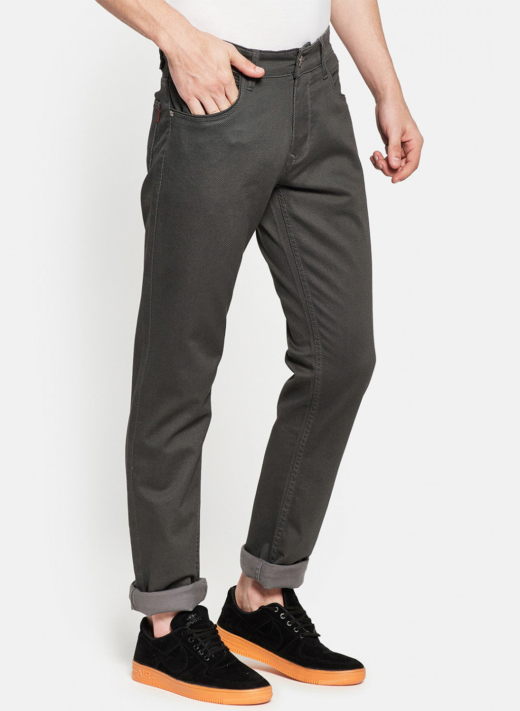 Mens Dark Grey Narrow Denim