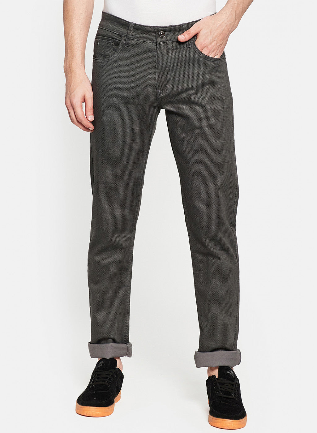 Mens Dark Grey Narrow Denim