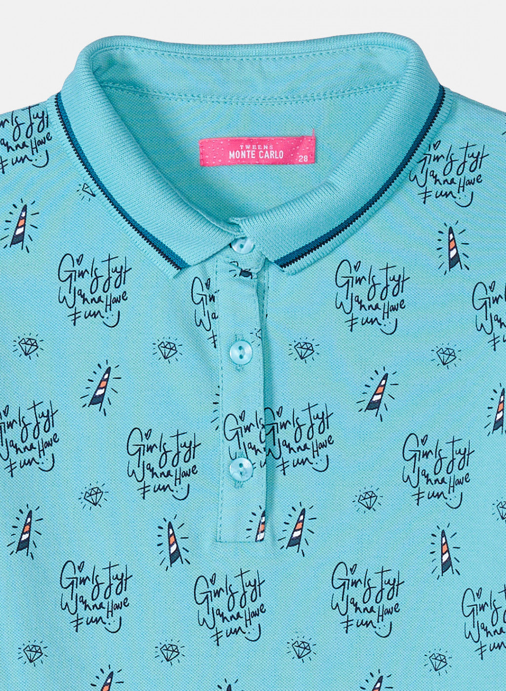 Girls Blue Printed T-Shirt