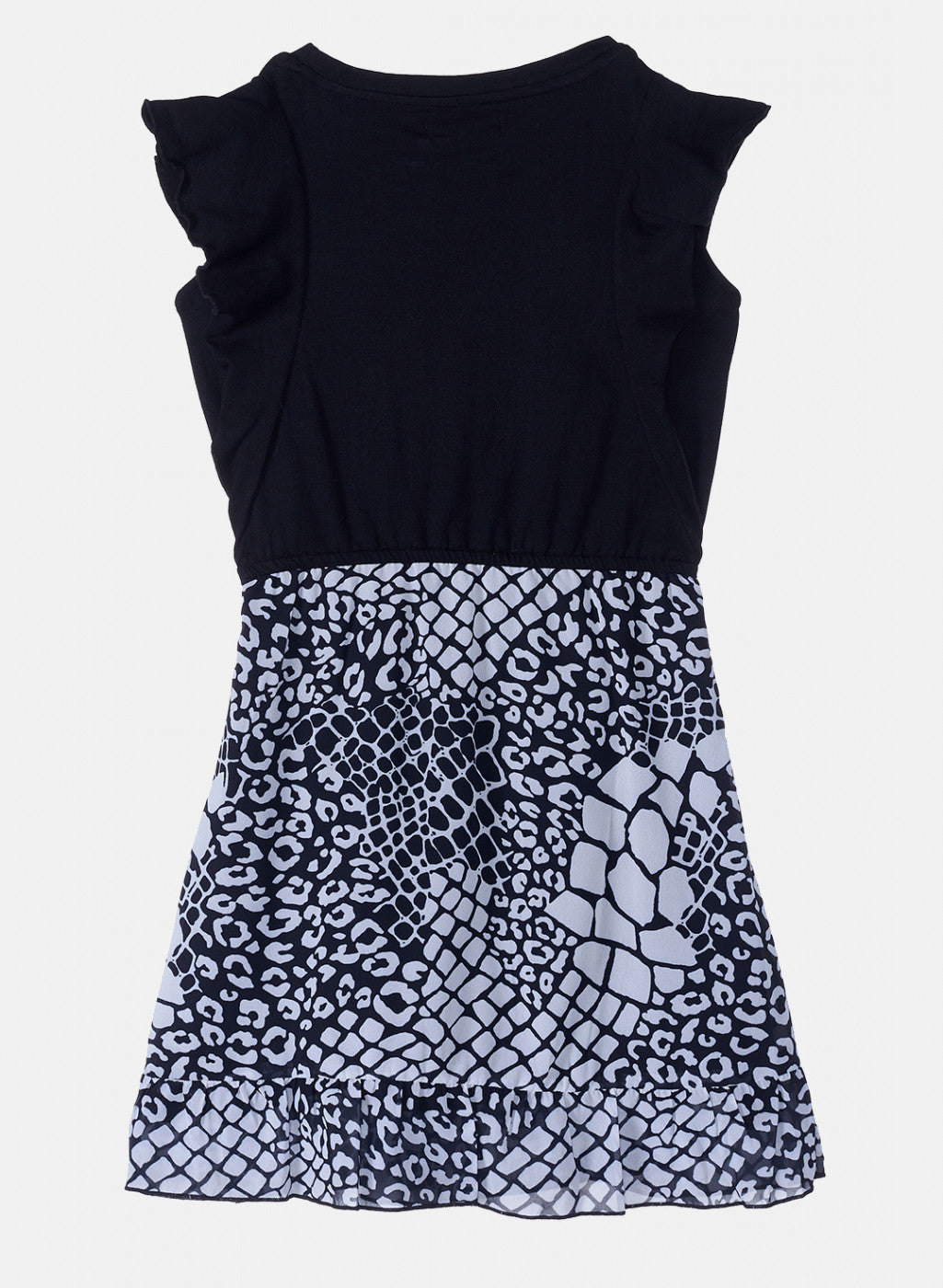 Girls Black Printed Dress