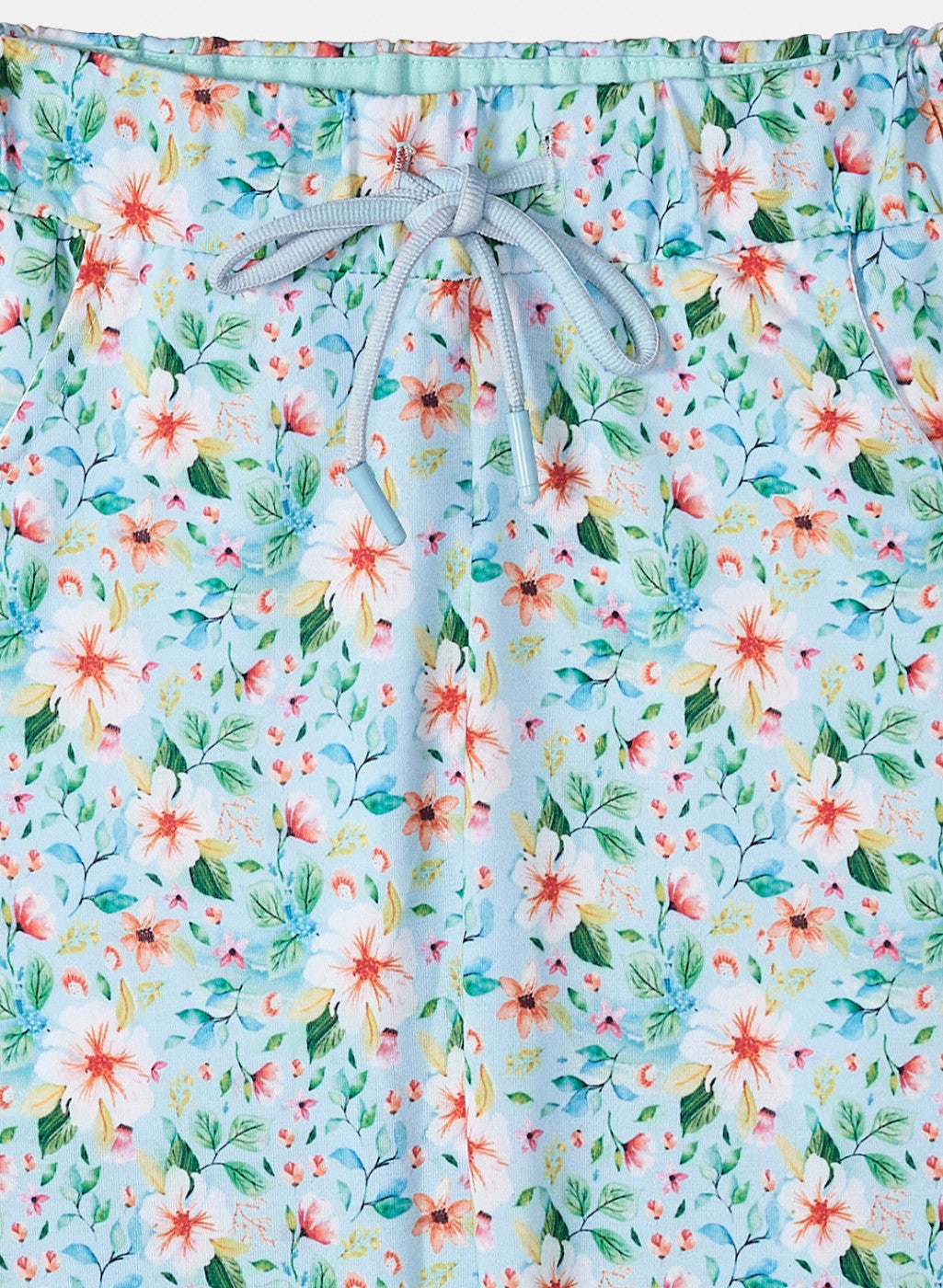 Girls Multi Color Printed Capri