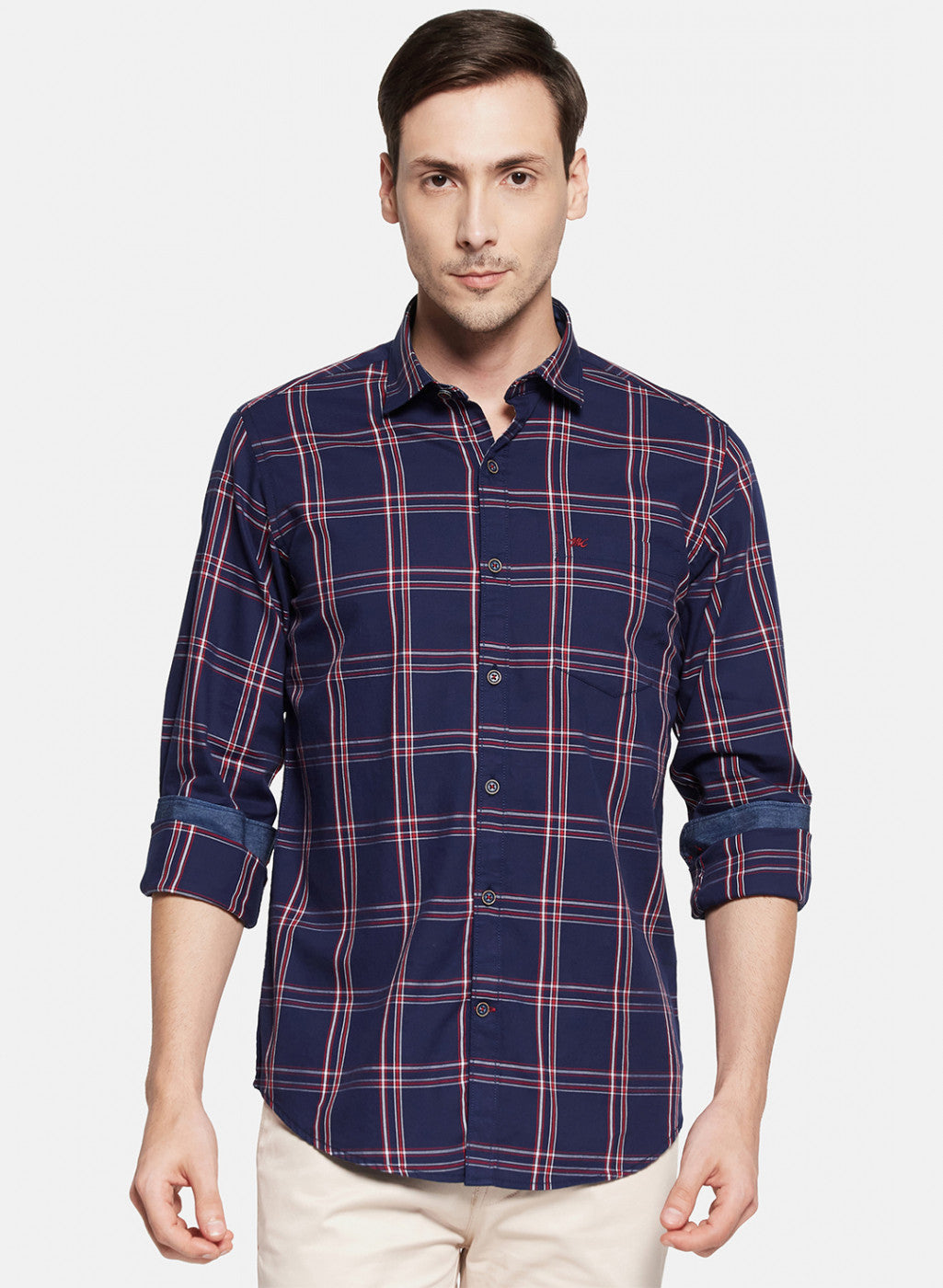 Mens NAvy Blue Check Shirt