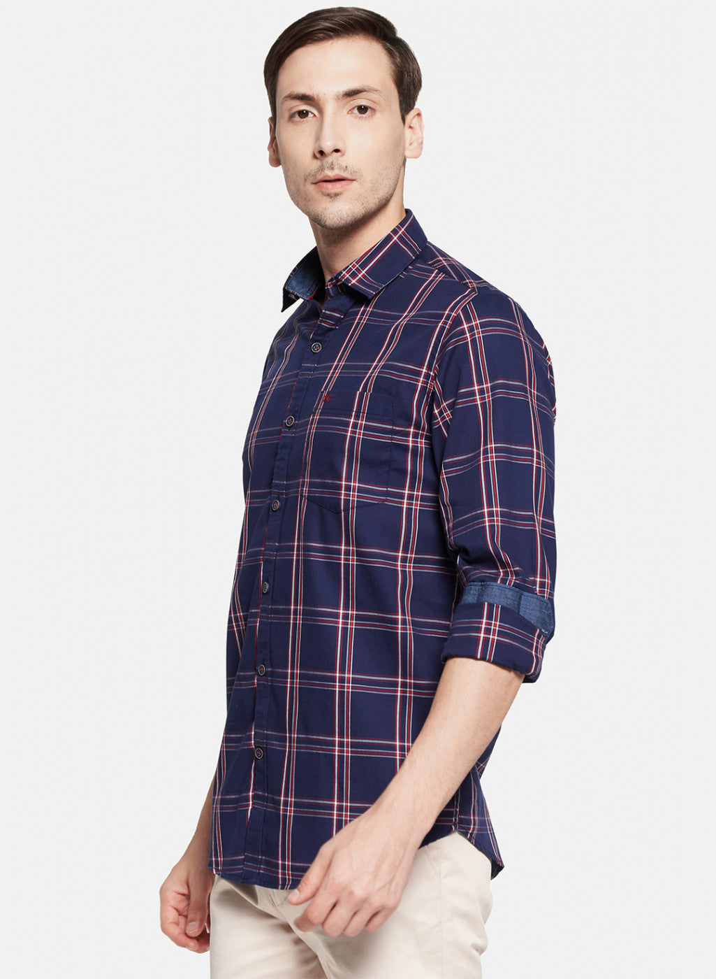 Mens NAvy Blue Check Shirt