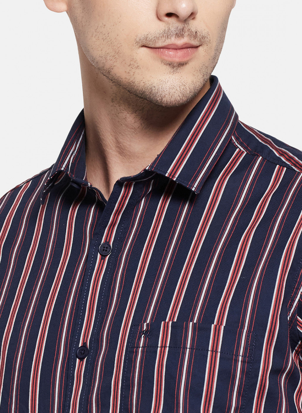 Mens NAvy Blue Stripe Shirt