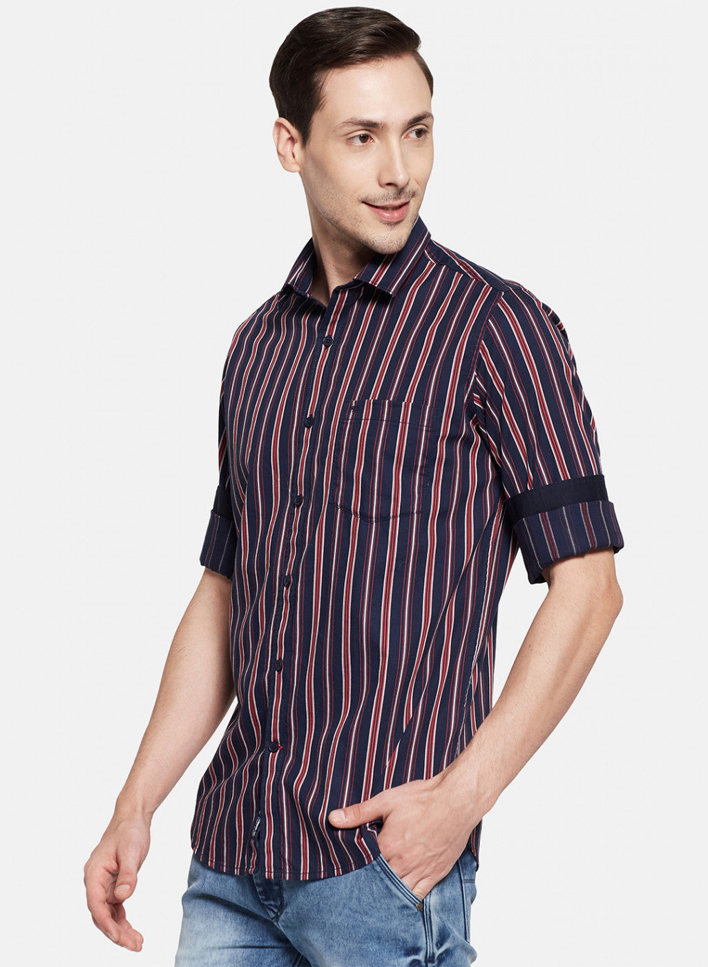 Mens NAvy Blue Stripe Shirt
