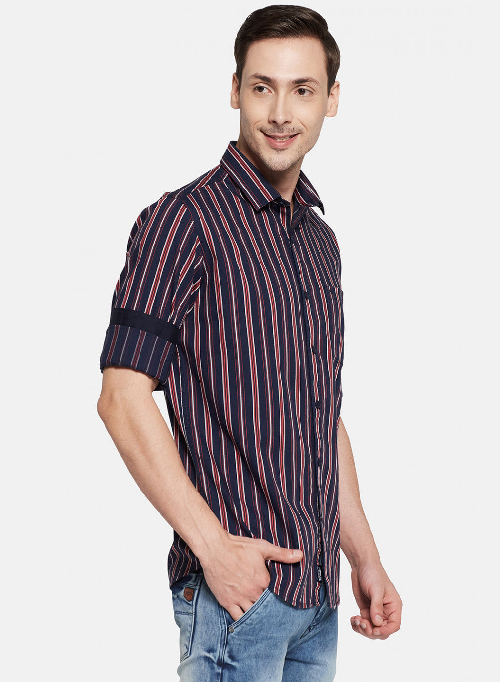 Mens NAvy Blue Stripe Shirt