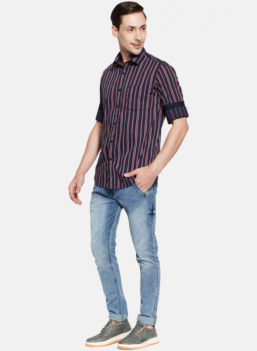 Mens NAvy Blue Stripe Shirt