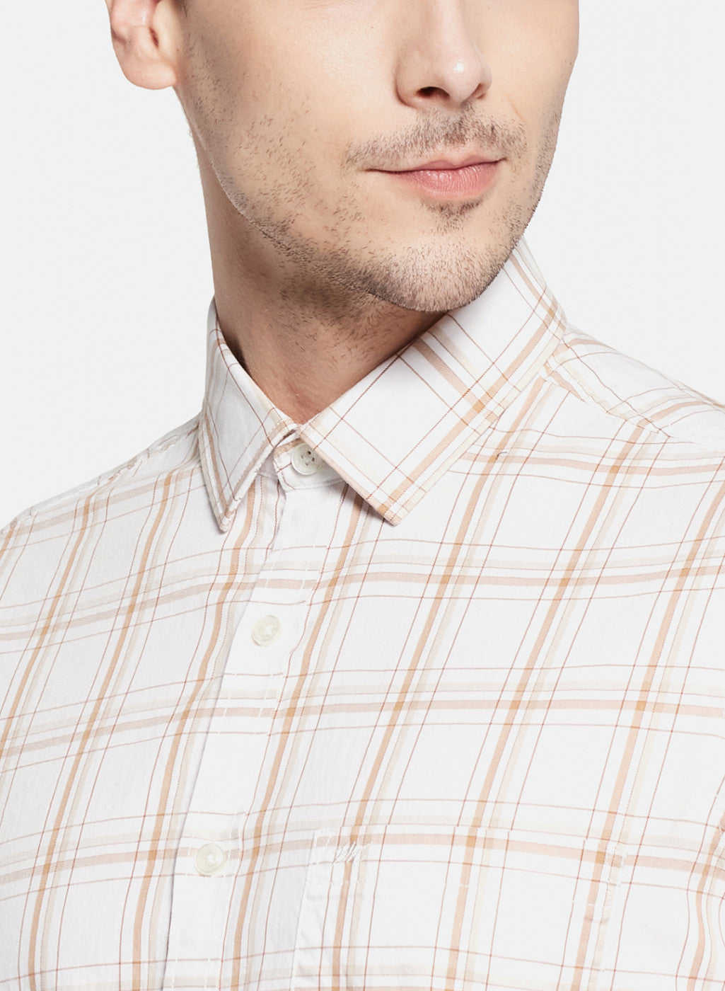 Mens White Check Shirt