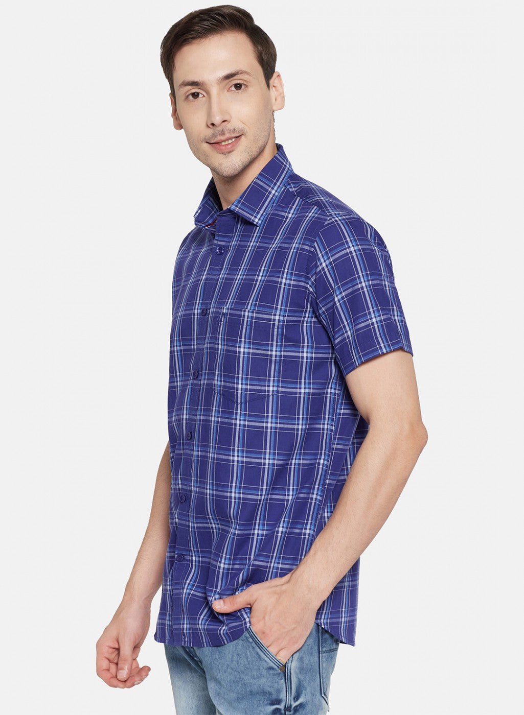Mens NAvy Blue Check Shirt