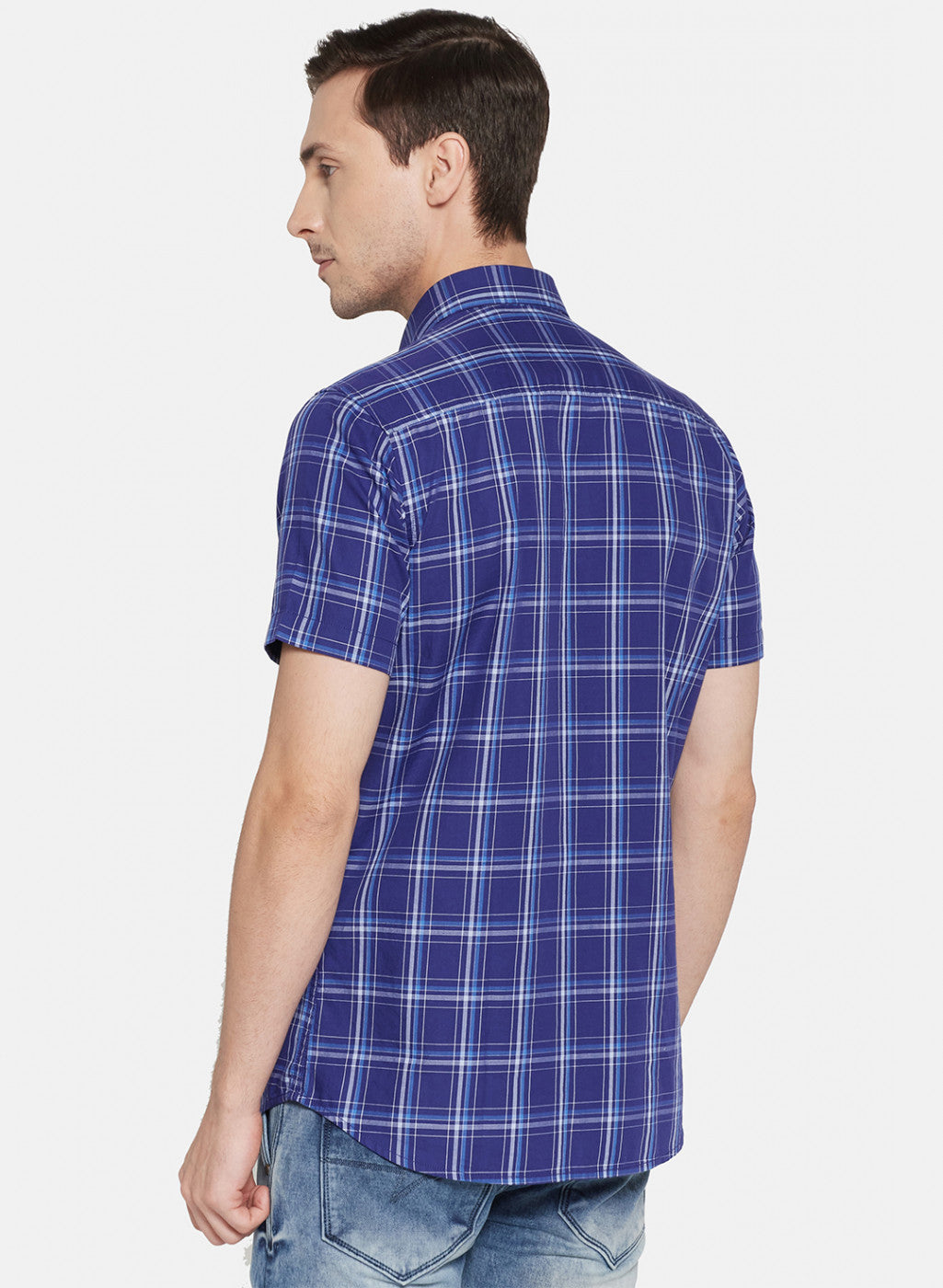 Mens NAvy Blue Check Shirt