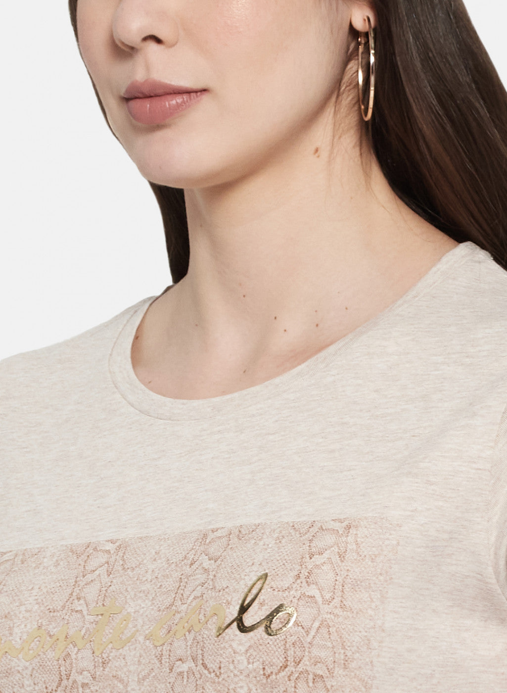 Womens Beige Printed Top