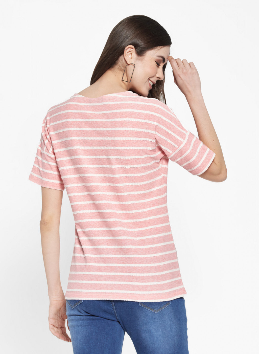 Womens Pink Jaquard Top