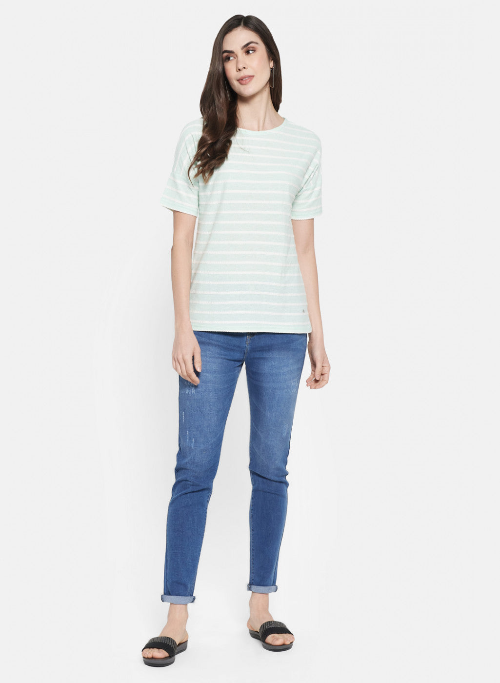 Womens Light Green Jaquard Top