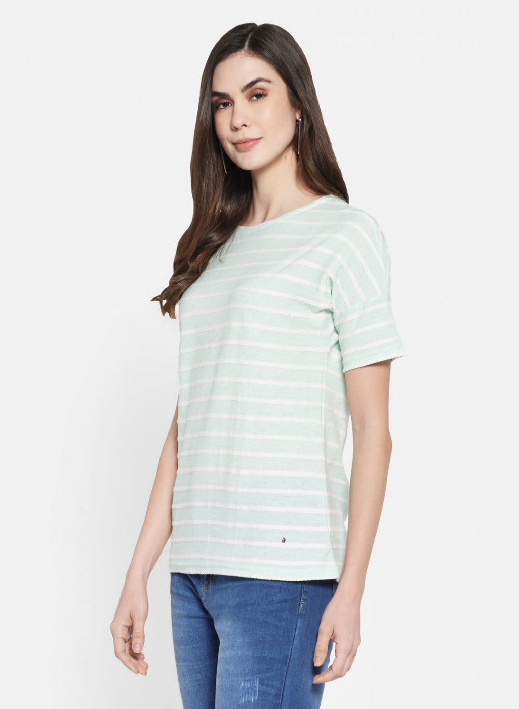 Womens Light Green Jaquard Top