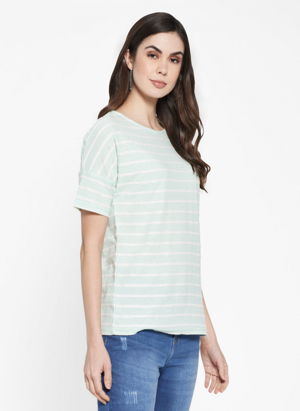 Womens Light Green Jaquard Top