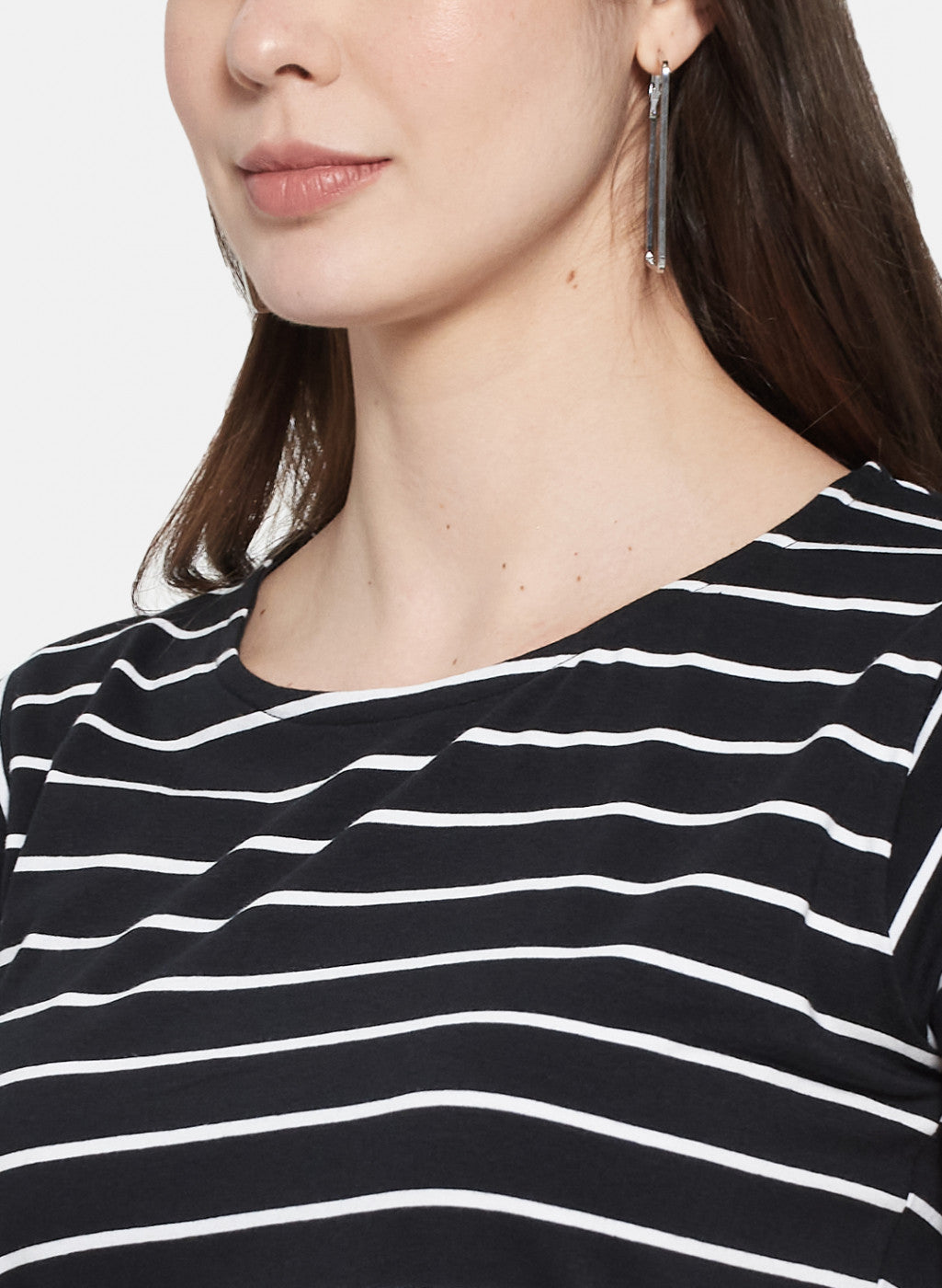 Womens Black & White Stripe Dress