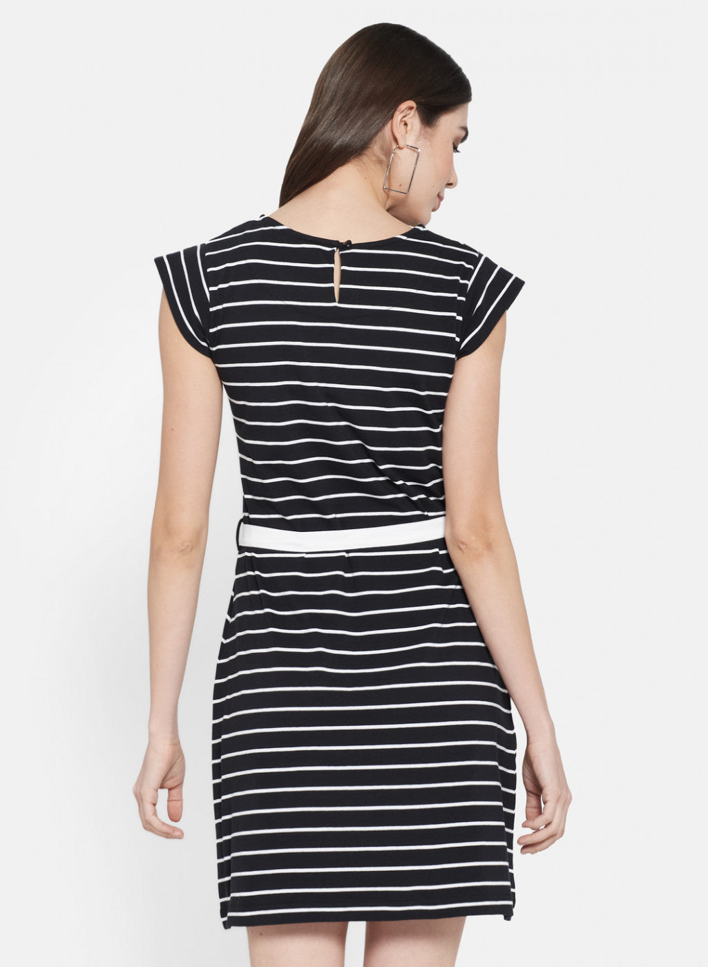 Womens Black & White Stripe Dress