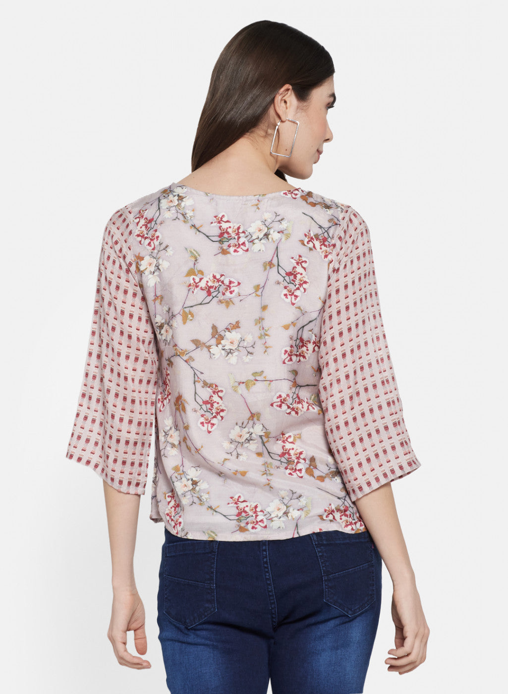 Womens Beige Printed Top
