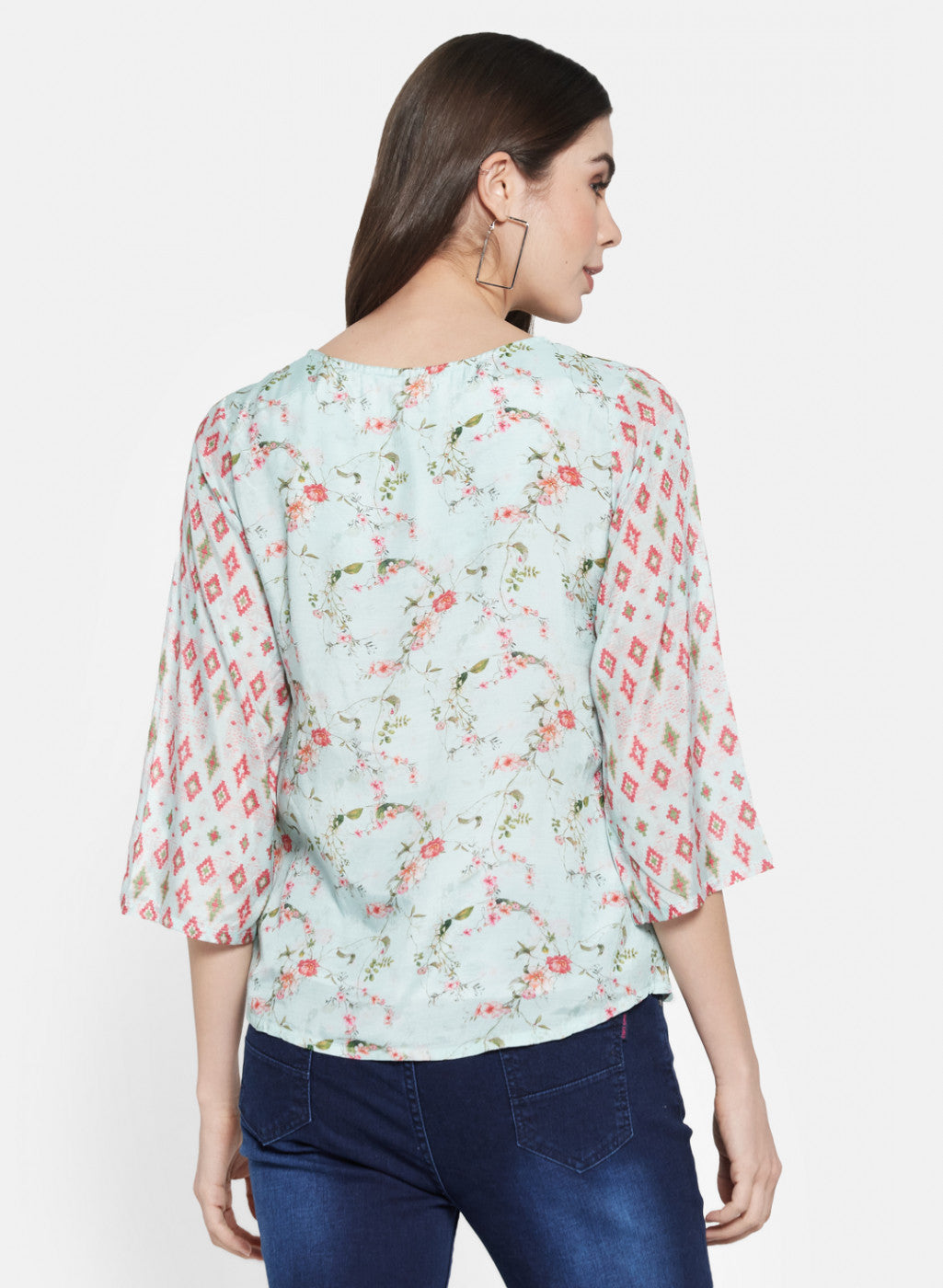 Womens Light Green Printed Top